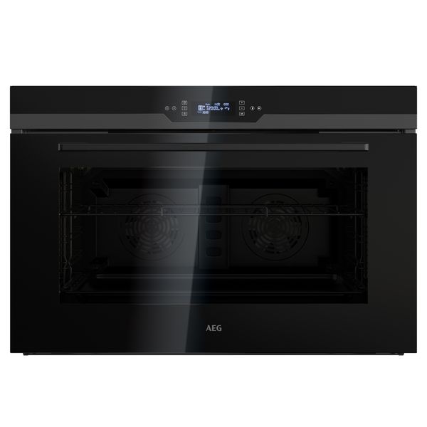 AEG 90CM Built-In Oven With Air Fryer and Touch Control - Black Glass