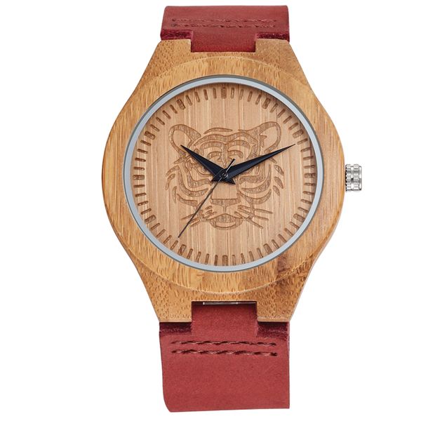 Skone Men's Raymond Wooden Watch with Red Strap