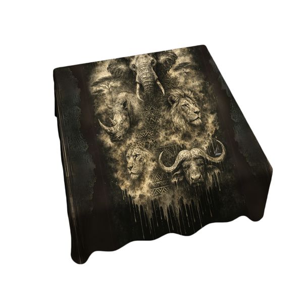 African Big Five Tribal Fusion Square Tablecloth by Nathan Pieterse