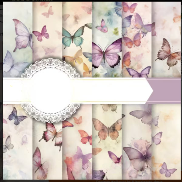 Vintage Butterfly Scrapbooking Paper Pack - (15.2 x 15.2 cm)