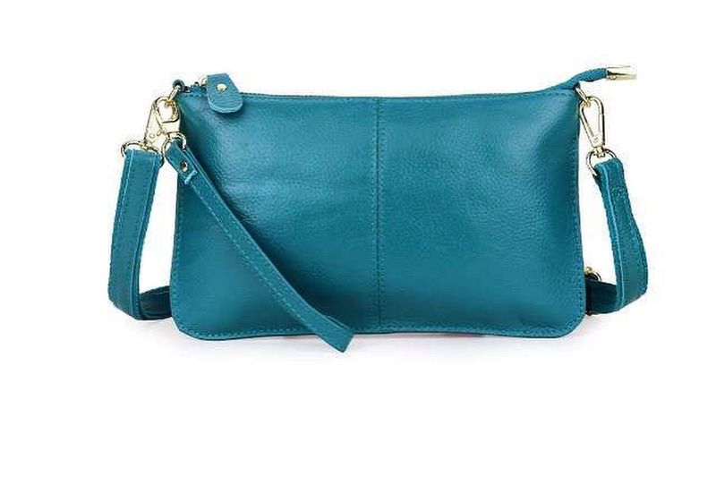Slim Crossbody Leather Bag with Gold Hardware