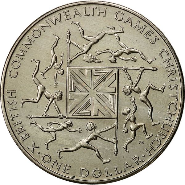 1974 New Zealand $1 One Dollar 1974 Commonwealth Games