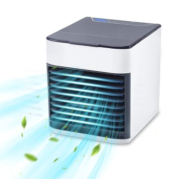 Portable Mini Air Cooler with LED Light and Humidifier Function - White