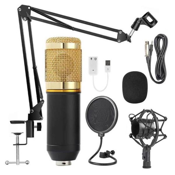 7 Piece Podcast Condenser Microphone Pop-Filter Shock Mount Broadcast Stand