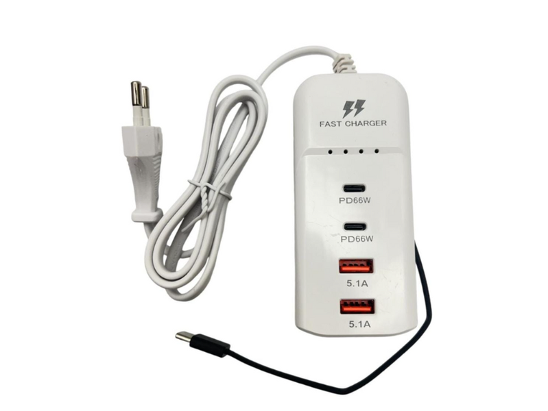 66W Dual Type-C &amp; USB Quick Charging Hub