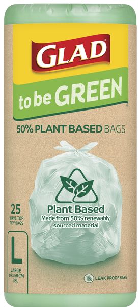 Glad to be Green 50% Plant Based Indoor Trash Bag Large