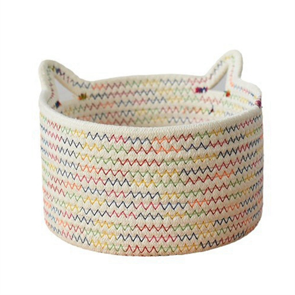 Hand-Woven Cotton Rope Storage Basket C
