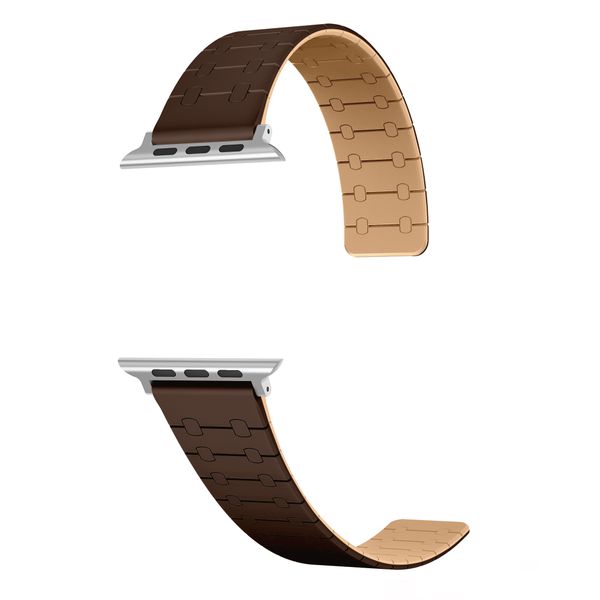 Magnetic Brown Quality Silicone Apple Watch Band In 44/45/46 &amp; 49mm