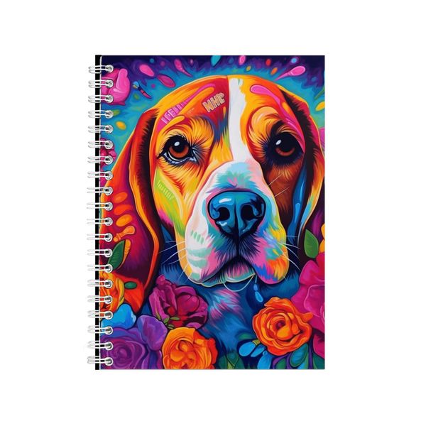 Beagle With Orange Roses Neon Notebook Gift Idea Notepad Pad 70