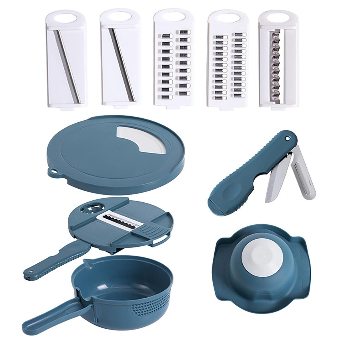 10in1 Vegetable Chopper Multi-Functional Kitchen Slicer with Drainer Basket