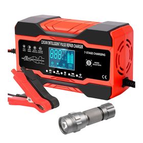 12v10a 7 Stage Battery Intelligent Pulse Repair Charger and Stier Torch ...