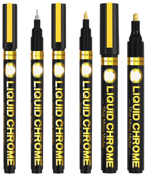 3Pcs Permanent Mirror Chrome Gold Markers (0.7mm, 1mm, 3mm)