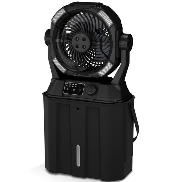 Portable Rechargeable Spray Mist Outdoor Camping Fan LED Light &amp; Power Bank