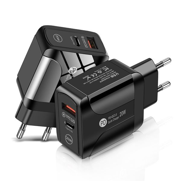 DigiTech USB Wall Charger/ Adapter - USB C + USB A - 20W - Black