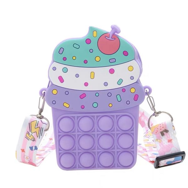 Mini PopIt Fidget Ice Cream Crossbody Bag Cute Bubble Crossbody Bag