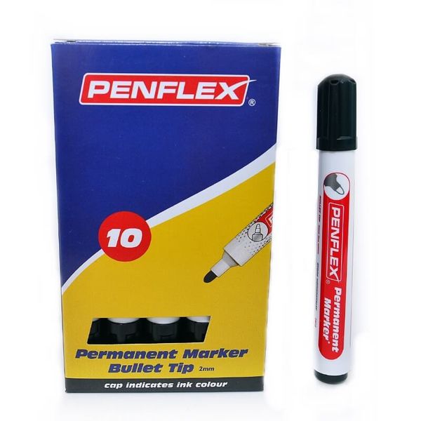 Penflex - Red Permanent Markers , Box of 10