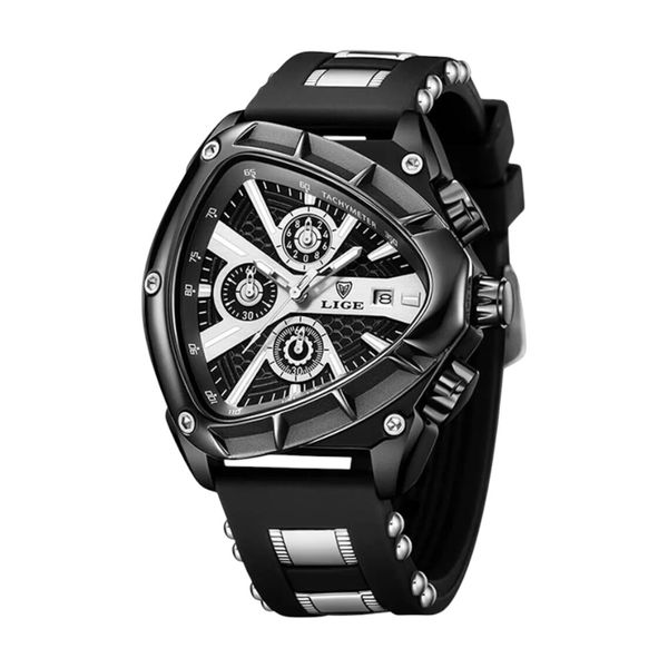 LIGE - Men's Quartz Watch With Button Display &amp; Water Resistance - Black