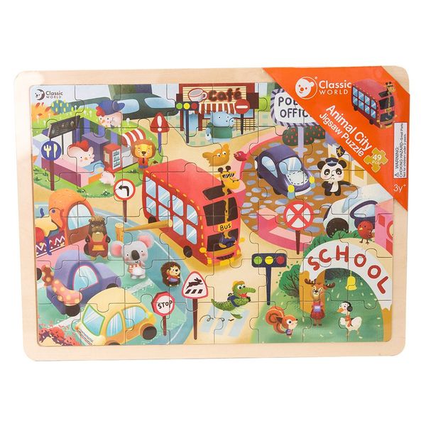 Classic World Animal City Wooden Jigsaw Puzzle for Kids