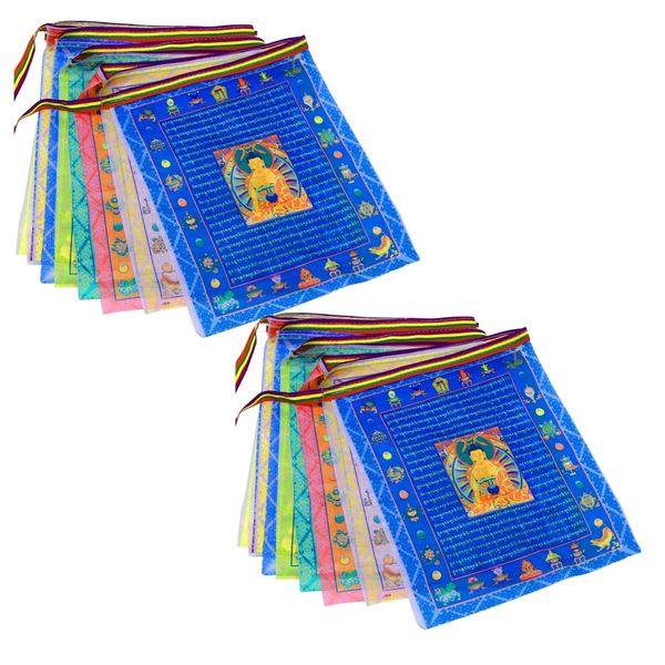 Decor Tibetan Buddhist Prayer Outdoor Meditation Satin Flags (35cm) - 20 Piece