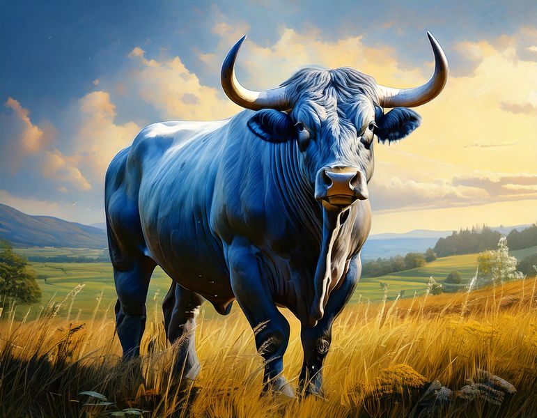 Rootedart Canvas Home Decor Wall Art - Muscular Belgian Blue bull 1