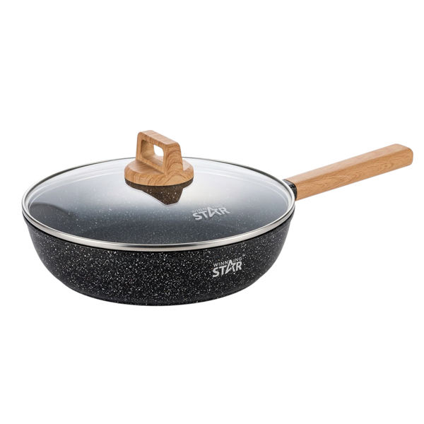 Wining Star 30cm Non Stick Wok Frying Pan with Glass Lid ST-5202-30