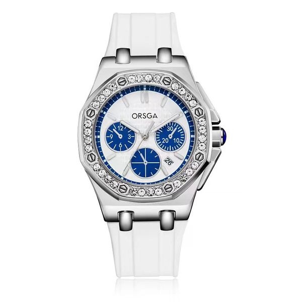Omega Octagonal Women's Watch Fashion High end Diamond inlaid Calendar Manu