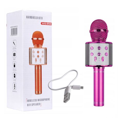 Wireless Music Microphone Handheld Karaoke Mic USB KTV Player Bluetooth  Speaker(Pink)