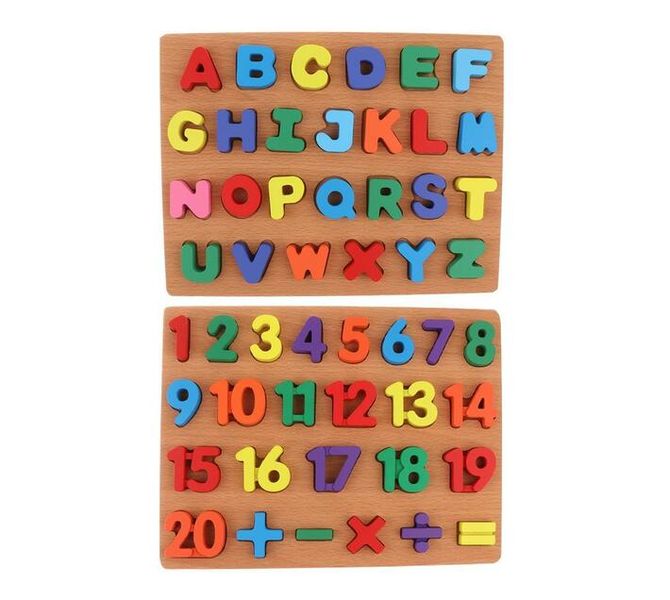 Kids Wooden Alphabet and Number Puzzle Set, Letter Puzzles for Toddlers