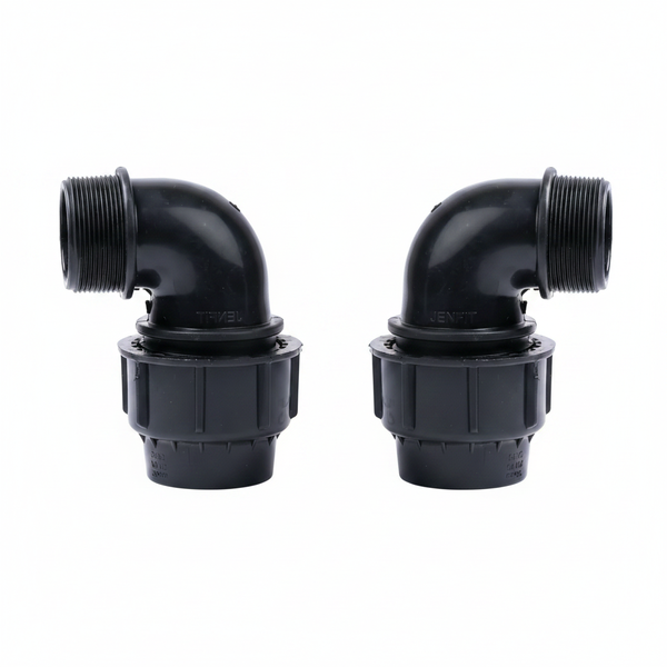 Jenfit Elbow Compression Fitting for HD Polyethylene Pipe 50mm - 2 Pack