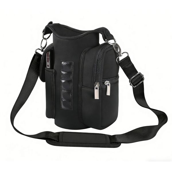 QYNIAL Magnetic Gym Water Bottle Holder With Phone Pockets and Strap