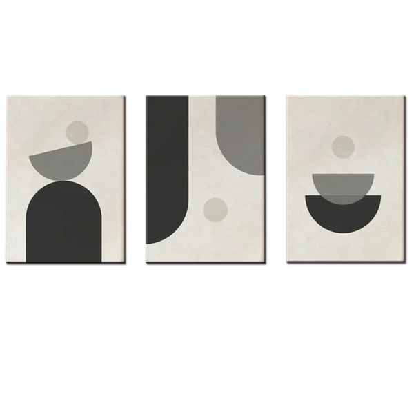 Canvas-Art-3 Pieces Mid Century Pattern Vector Boho Abstract Wall Art