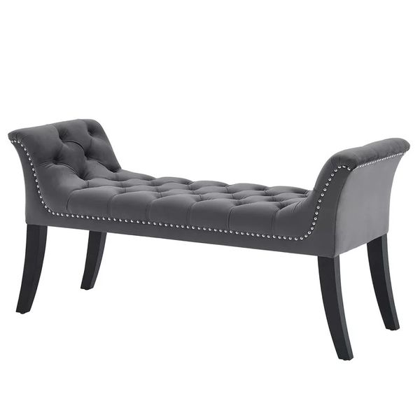 Bernarr Upholstered Bench in Pink Velvet