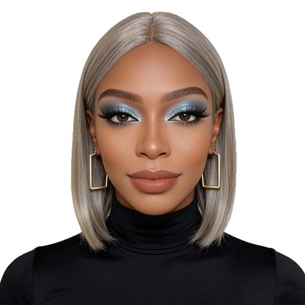 Short Straight Hair, African Women's Fluffy Bob