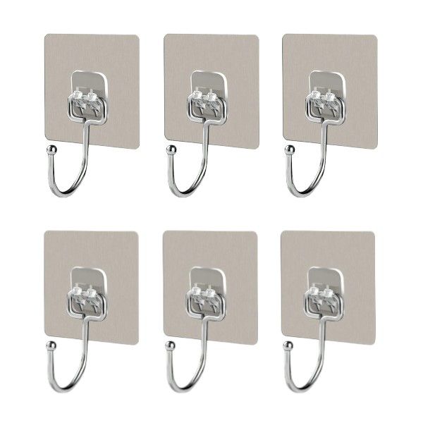 Waterproof and Rust-Resistant Hooks With Strong Adhesive - Silver - 10 Piece