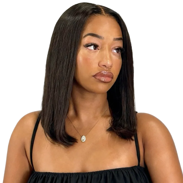 Brseilienne 14inch HD Transparent Straight Full Frontal Glueless Wig