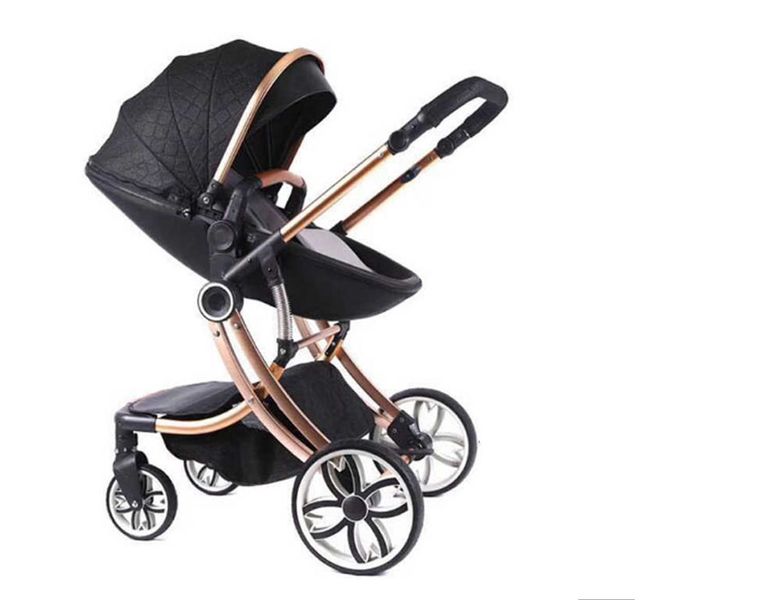 Luxury Egg Shell Baby Strollers Pram 2 in 1 Black