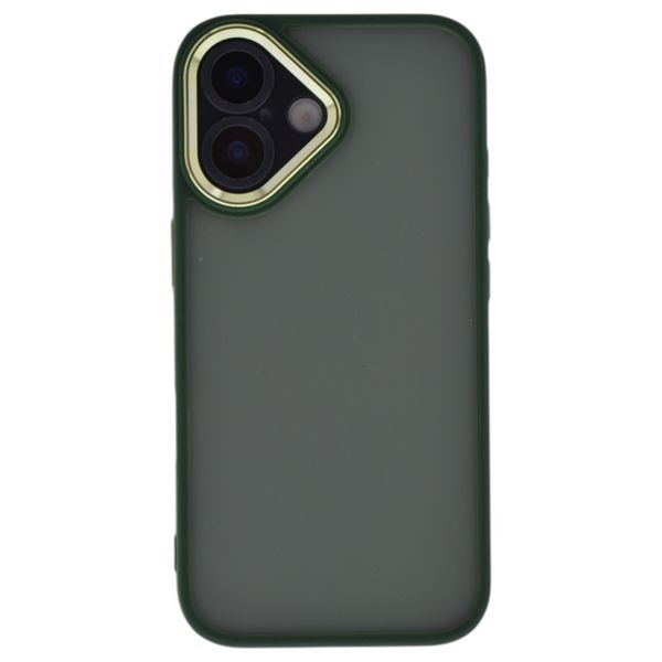 Matte Green Phone Case With Gold Camera Frame Accent-Compatible With iPhone