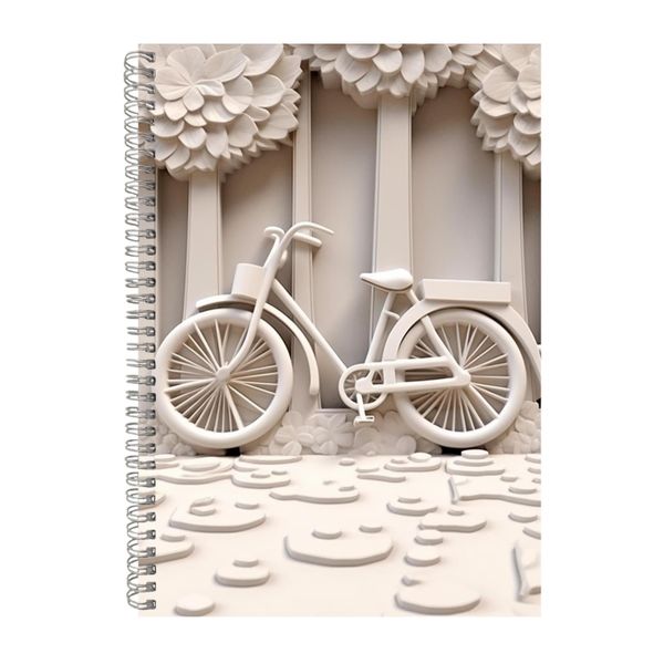 3D White Clay Bicycle Tile Park Notebook Gift Idea A4 Notepad Pad 108