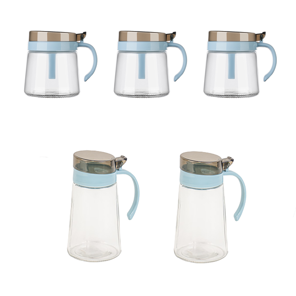 5 Pieces Of Glass Seasoning Spice Jar &amp; Oil Pot Storage Container