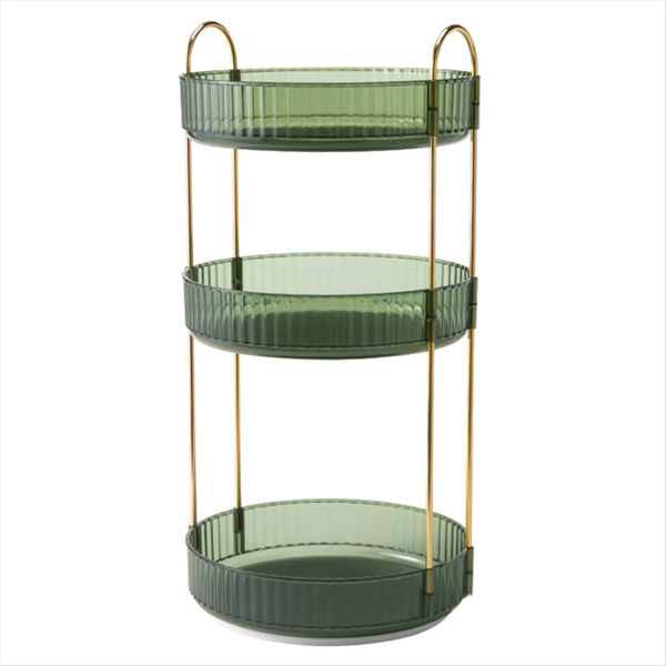 3 Tier High-Capacity Rotating Makeup Organizer Dark Green