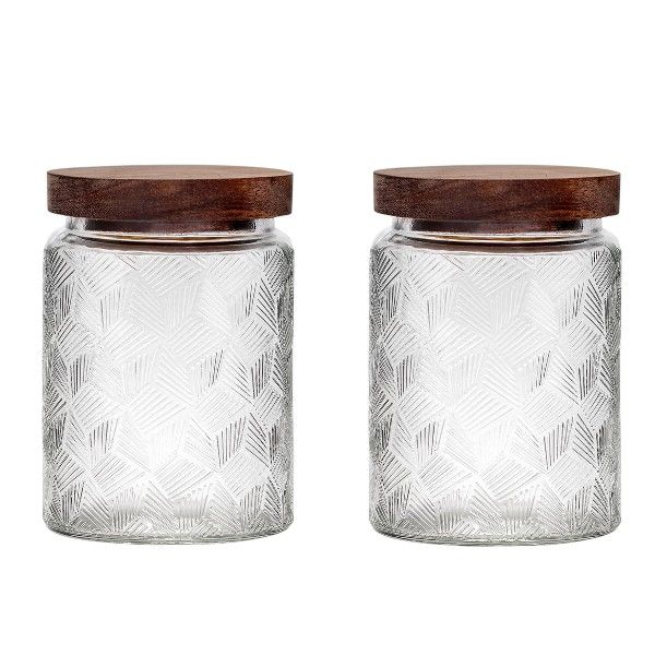2 Pack of Retro Snowflake Glass Sealed Jars - Transparent