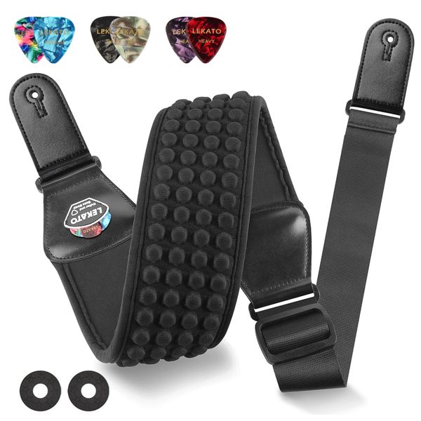 LEKATO 3" Wide Guitar Strap Pad Adjustable for Guitars Bass from 45"-55