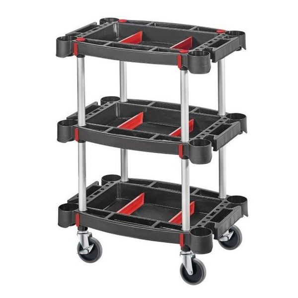 Auto Gear - Rolling 3 Shelf Mechanics Tool Storage Cart with 3 inch Casters