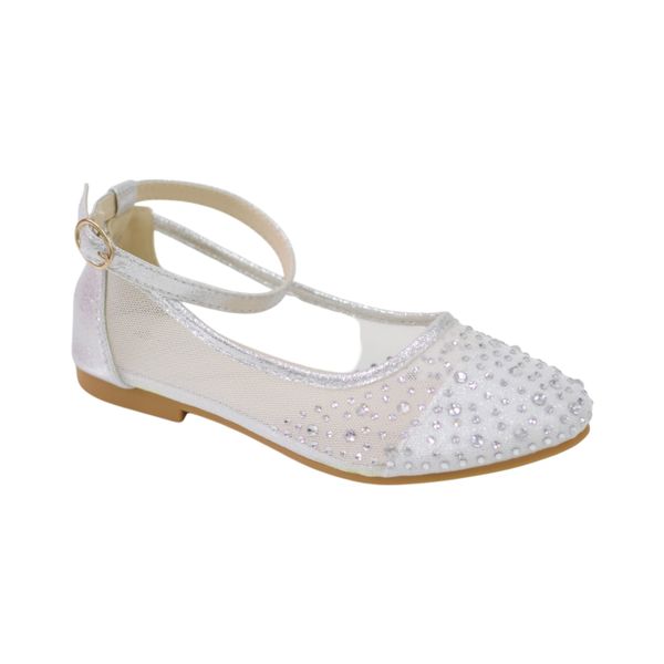 LaMara Paris Lemia Girls Netted Ballerina With Diamonds Champagne