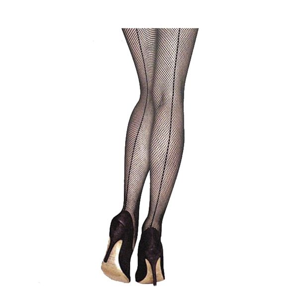 Free Size Fishnet Pantyhose / Stockings with Back Line &amp; Bow Tie Pattern