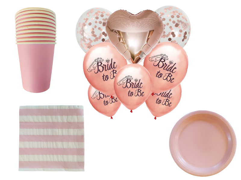 Bride to Be Party Decor - Bachelorette Party - 48 Piece - Pink &amp; Polka Dots