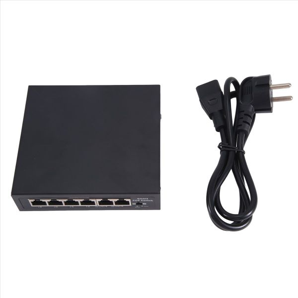 Poe Switch 6Port 100Mbps Switch 4 Poe+2 Uplink For Ip Camera Eu Plug