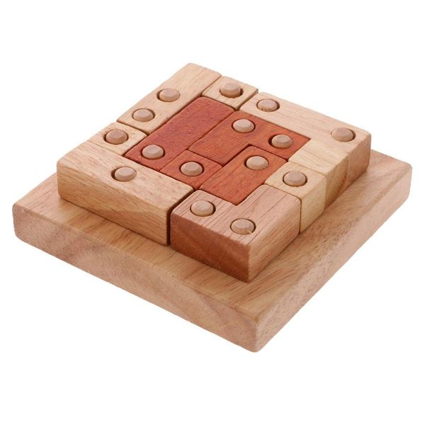 Game Wooden Geometric Brain Teaser Peg Brick Puzzle Toy - 12cm
