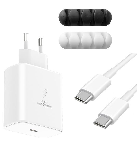 65W USB-C PD Power Adapter with 1M USB-C to USB-C Cable &amp; Cable Organizer