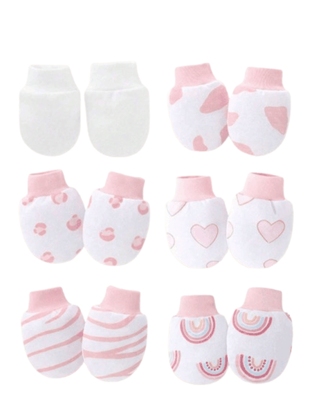 6 pairs Newborn Baby Cute Multi-Colour Anti-Scratch Mittens
